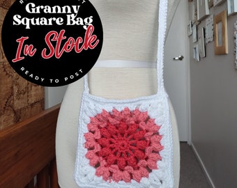 Hand Crocheted Granny Square Crossbody Bag - 1 in stock | Vintage Style | Anniversary Gift | Boho Bag | Modern Crochet Bag | Handmade Bag