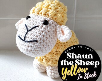 Hand Crocheted Shaun the Sheep - 1 yellow in stock | Baby Shower Gift | Farm Animals | Organic Sheep Toy | Sheep Gift