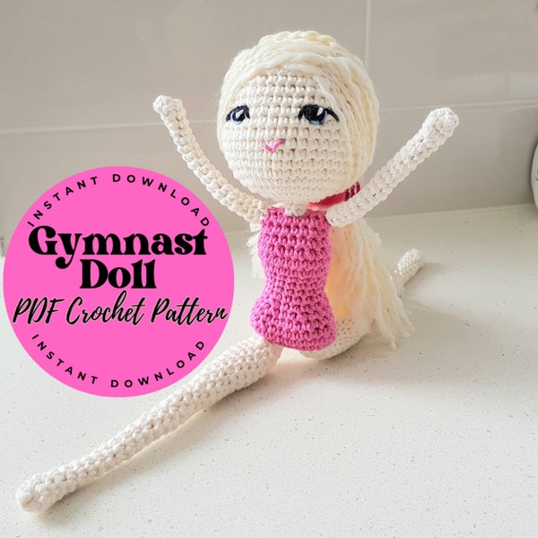 MUÑECA GIMNASTA - PDF Patrón de ganchillo Regalo de equipo gimnástico / Adorno gimnástico personalizado para niña / Regalo para gimnasta