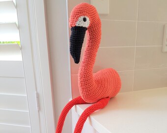 Hand Crocheted Fanny the Flamingo | Skeleton Flamingo Plush | Pink Flamingo | Flamingo Gift | Amigurumi Flamingo | Flamingo Stuffed Animal