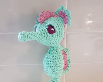 Hand Crocheted Josie the Seahorse,  Crochet Seahorse , Amigurumi Fish