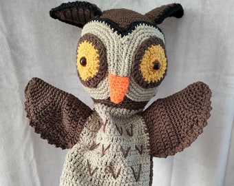 Hand Crocheted Owl Hand Puppet - 1 in stock