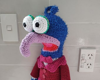 Vintage Muppet Show Hand Crocheted Gonzo Muppet