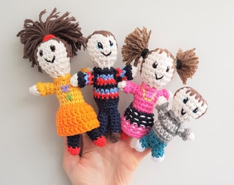 Hand Crocheted Personalised Family Finger Puppets