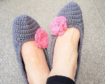 Hand Crocheted Adult Ballerina Slippers | Elegant House Slippers | Slippers For Wedding |