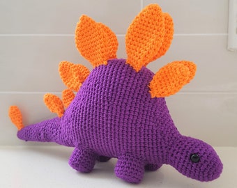 Hand Crocheted Stella the Stegosaurus Pretend Play | Handmade Knit Toy