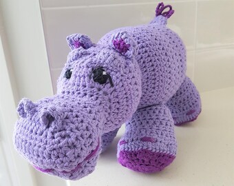 Hand Crocheted Hannah the Hippo Snuggler | Newborn Gift | Plush Hippo | Hippo Toy | Hippo Figurine
