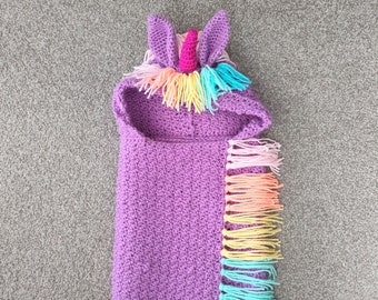Hand Crocheted Hooded Unicorn Blanket | Unicorn Gift