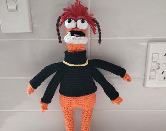 Hand Crocheted Pepe the King Prawn Muppet