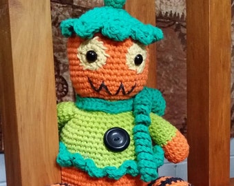 Hand Crocheted Peter Pumpkinhead Halloween Pumpkin Plush Toy | Gift For Kids | Halloween Gift | Fall Decor | Trick Or Treat