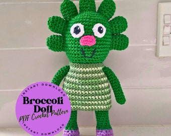 PDF CROCHET PATTERN - Broccoli Doll Crochet Pattern, Noodle & Pals, Simple Songs