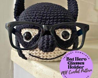 Bat Hero GLASSES HOLDER - PDF Crochet Pattern, Handmade Eyeglass Holder Digital  Download, Superhero Gift, Unique Accessories