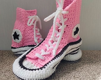 Hand Crocheted Cosy Trainer Sneaker Slippers