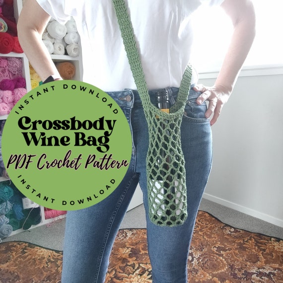 Crochet Wine Bottle Crossbody Bag Pattern (PDF Download)