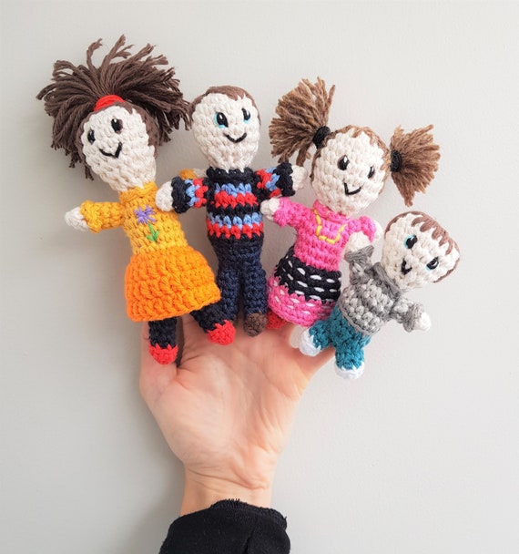 Hand Crocheted Personalised Family Finger Puppets