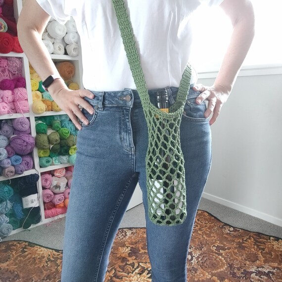 Hand Crocheted Wine Bottle Crossbody Bag | Wedding Gift | Baby Shower | Bridesmaid Gifts | Wine Gift Bag | Christmas Wine Bag | Wine Totes