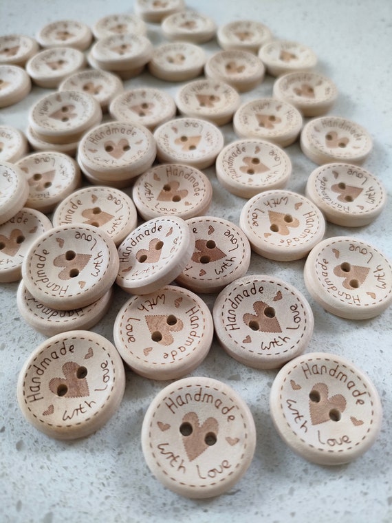 Handmade with Love Wooden Buttons - Various Sizes