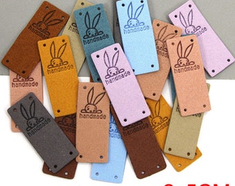 Leather Labels for Handmade Fibre Crafts - Packs of 20 multicolour