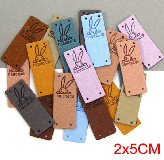 Leather Labels for Handmade Fibre Crafts - Packs of 20 multicolour