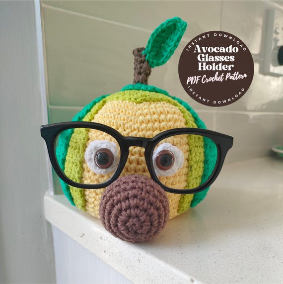 Avocado Glasses Holder Crochet Pattern: Unique Eyeglass Stand (PDF Pattern)