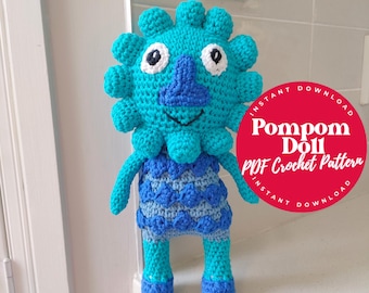 PDF CROCHET PATTERN - Pompom Doll Crochet Pattern, Noodle & Pals, Simple Songs