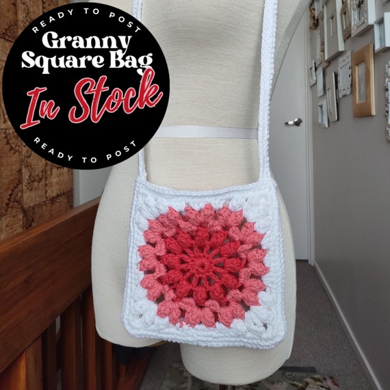 Hand Crocheted Granny Square Crossbody Bag: Vintage Boho Style