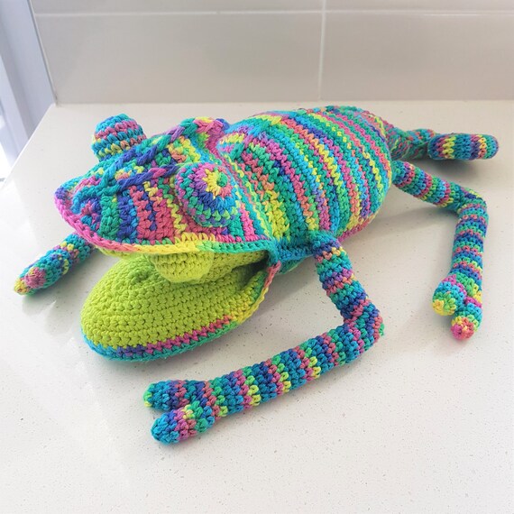 Hand Crocheted Karl the Chameleon | Small Chameleon | Soft Crochet Toy | Cute Chameleon Plushie | Crochet Lizard | Stuffed Chameleon