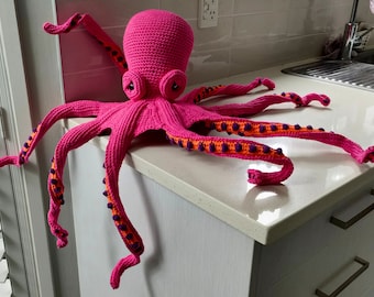 Hand Crocheted Oscar the Octopus Home Decor Decoration | Crochet Octopus | Petite Pieuvre Albinos | Stuffed Octopus | Petite Pieuvre Pop