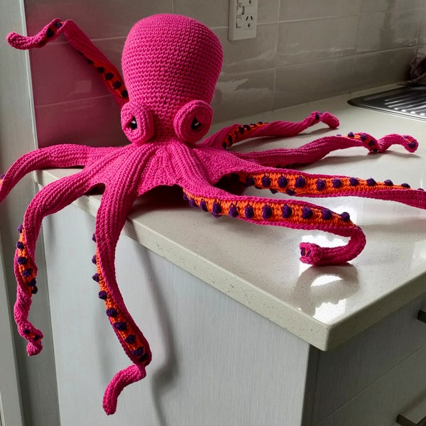 Hand Crocheted Oscar the Octopus Home Decor Decoration | Crochet Octopus | Petite Pieuvre Albinos | Stuffed Octopus | Petite Pieuvre Pop