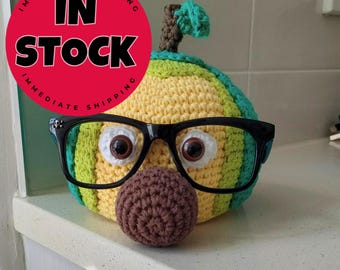 Portagafas de aguacate tejido a crochet hecho a mano – Decoración de escritorio