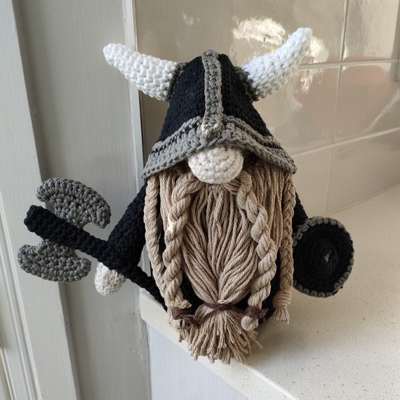 Hand Crocheted Viking Gnome: Nordic Decor Gift