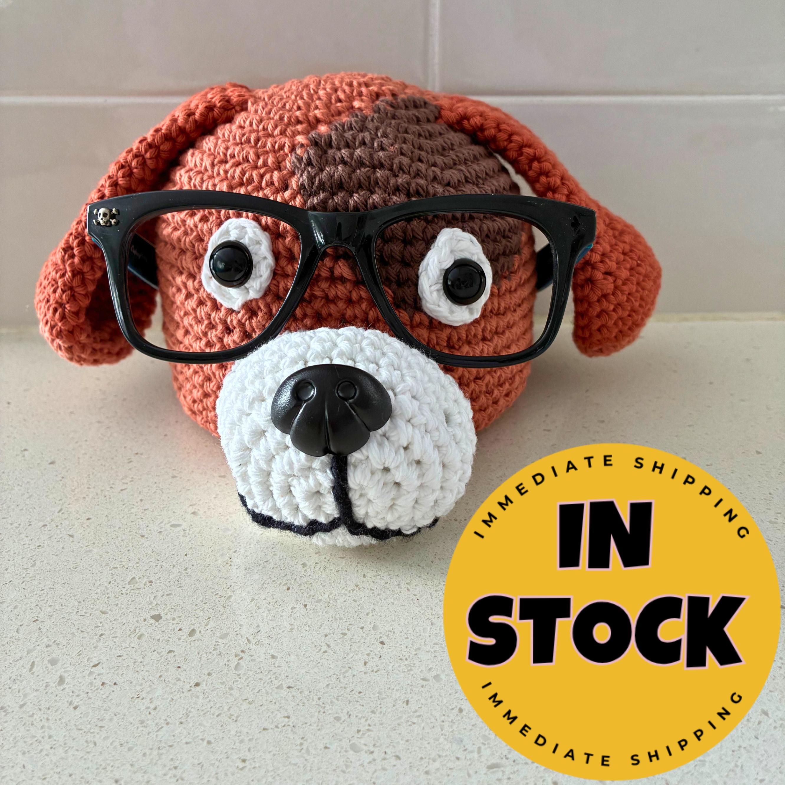 Handmade Crochet Puppy Dog Glasses Holder: 1 in stock