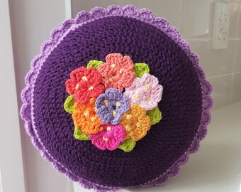 Hand Crocheted Round Cushion