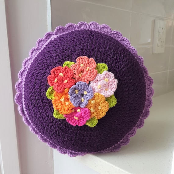 Hand Crocheted Round Cushion