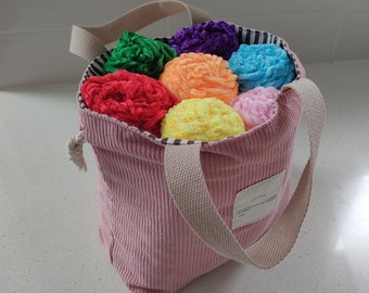Rainbow Selection of Velvet Yarn 100% Polyester 7 Skein Pack Incl Drawstring Bag