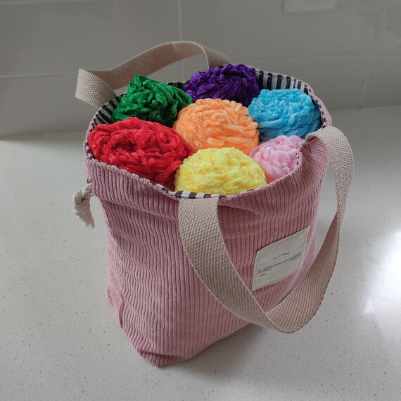 Rainbow Selection of Velvet Yarn 100% Polyester 7 Skein Pack Incl Drawstring Bag