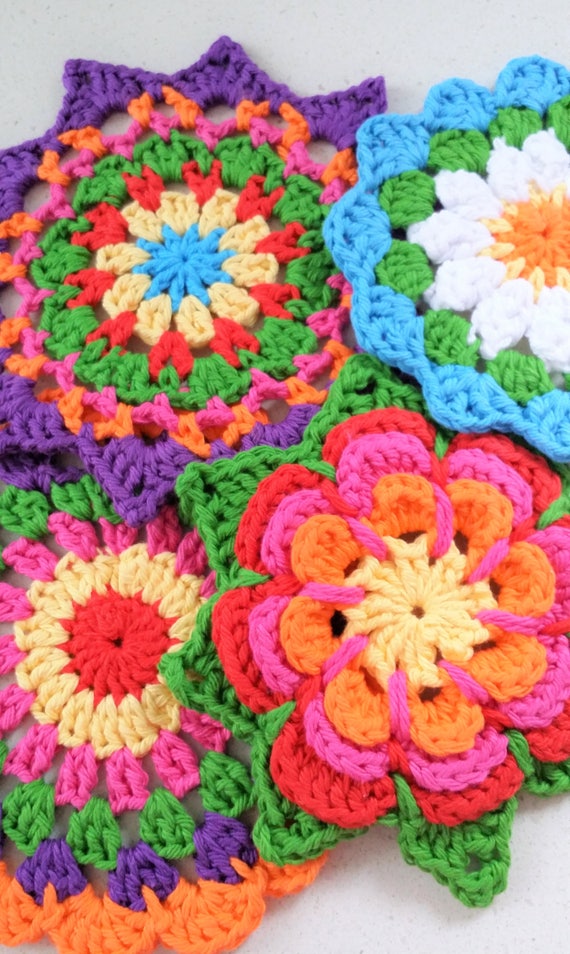 Hand Crocheted Set of Mandala Doilies, Home Decor