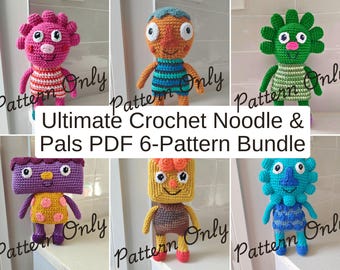 Ultimate Crochet Noodle & Pals PDF 6-Pattern Bundle - Blossom, Noodle, Broccoli, Jelly, Cheesy, Pompom, Pdf Instant Download, Simple Songs