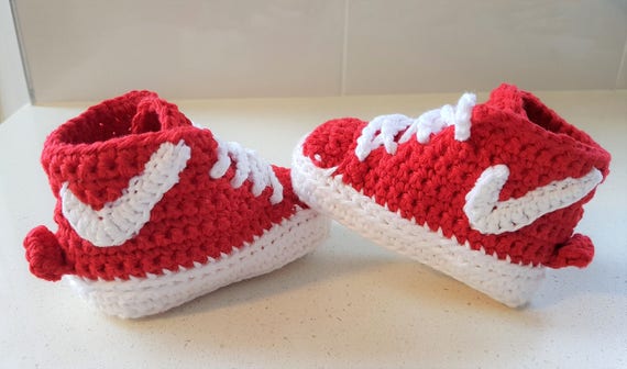 Hand Crocheted Sneaker Booties Newborn Baby Gift | Baby Shower Gift. | Sneaker Decoration | Crochet Baby Shoes | Baby Boy'S Shoes