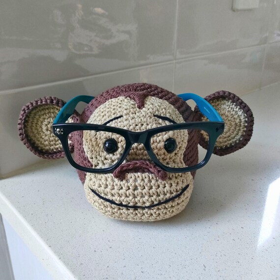 Hand Crocheted Cotton Monkey Glasses Holder – Desk Organizer