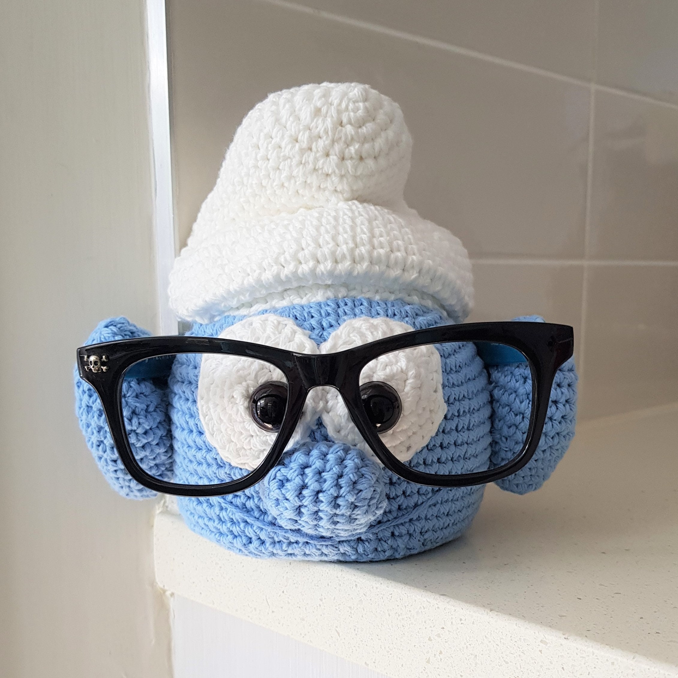 Hand Crocheted Glasses Holder, Doorstop, Bookend