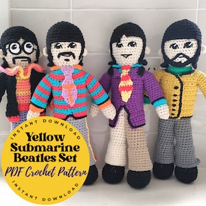 YELLOW SUBMARINE Beatles Set - PDF Crochet Pattern The Beatles | Yellow Submarine | Gift For Him