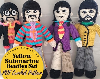 YELLOW SUBMARINE Beatles Set - PDF Crochet Pattern The Beatles | Yellow Submarine | Gift For Him
