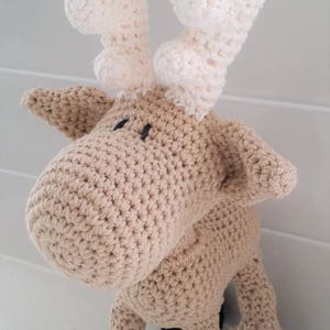 Hand Crocheted Merlin the Moose | Baby Shower | Stuffed Toy | Moose Plushie | Plush Moose Stuffed Animal | Moose Toy | Crochet Moose