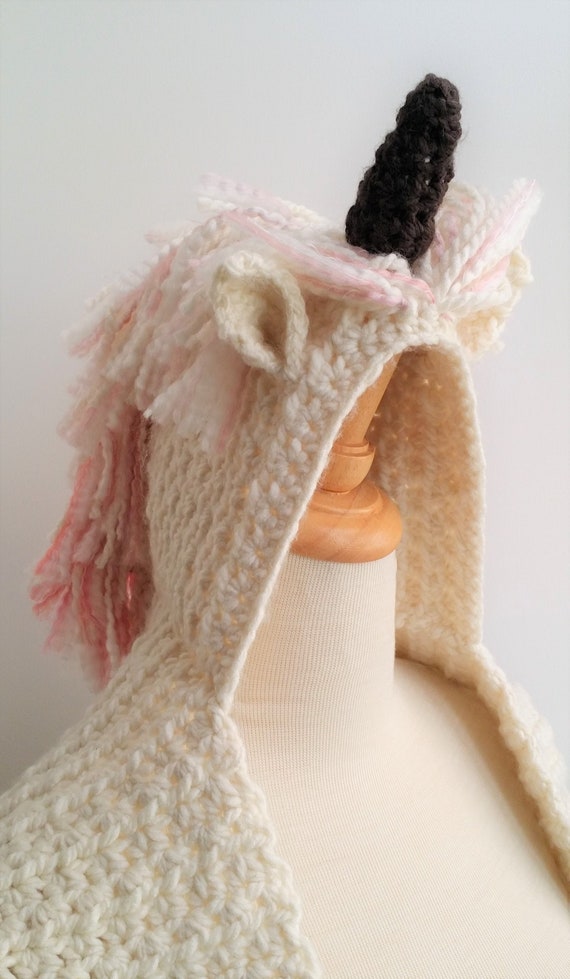 Hand Crocheted Unicorn Hood