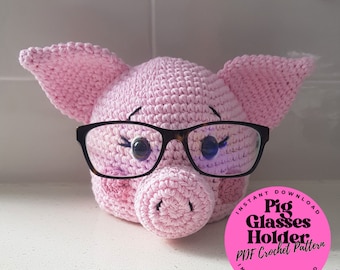 Pig GLASSES HOLDER - PDF Crochet Pattern | Glasses Holder Stand | Pig Eyeglasses Stand | Unique Gift Idea | Animal Glasses Holder