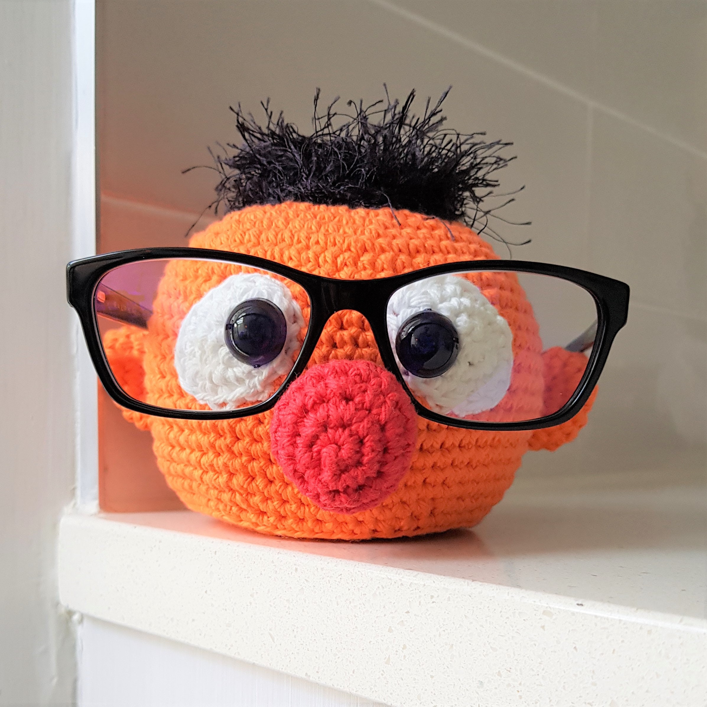Hand Crocheted Glasses Holder, Doorstop, Bookend Avocado in Stock