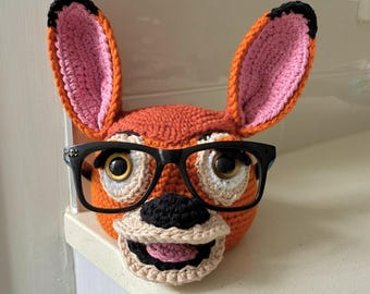 Hand Crocheted Deer Glasses Holder - 1 in Stock, Cute Eyeglass Stand, Kids Desk Organizer, Fun Gift for Kids