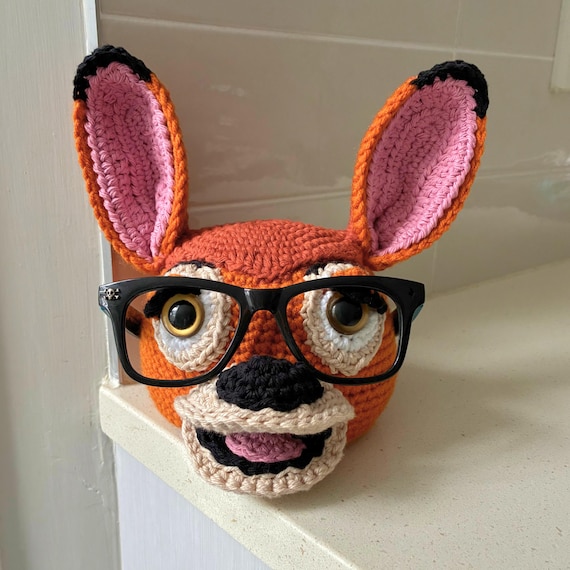 Hand Crocheted Deer Glasses Holder - 1 in Stock, Cute Eyeglass Stand, Kids Desk Organizer, Fun Gift for Kids