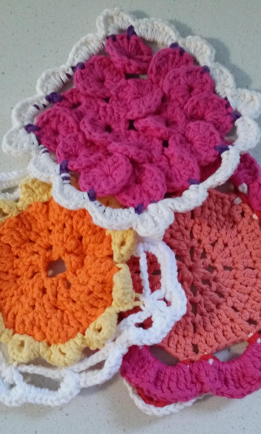 Hand Crocheted Set of 3 Floral Dishcloths